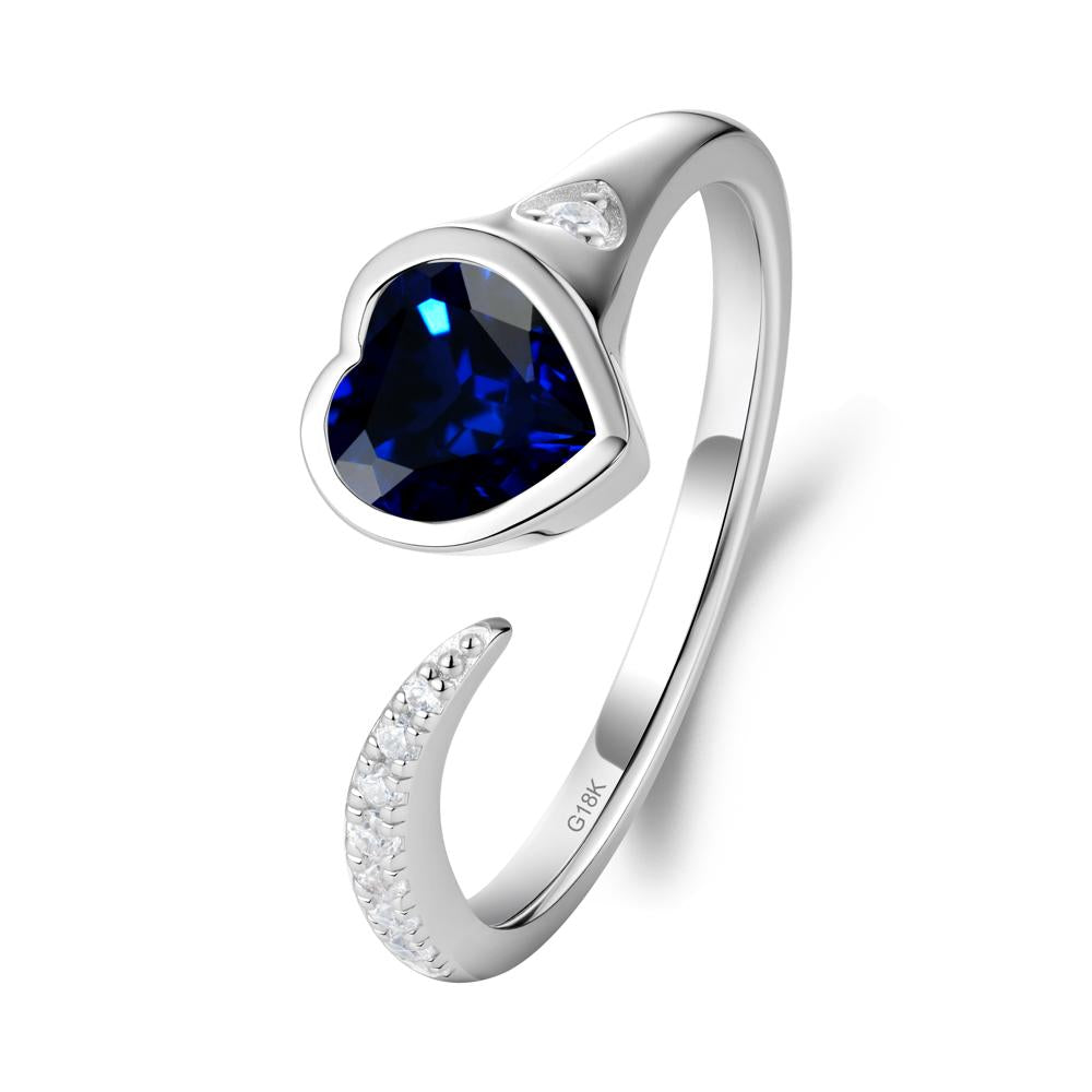 Heart Shapped Sapphire Open Ring - LUO Jewelry #metal_18k white gold