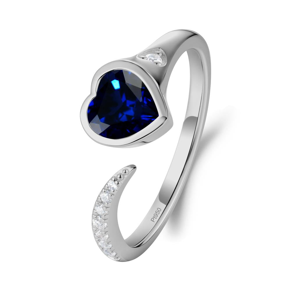 Heart Shapped Sapphire Open Ring - LUO Jewelry #metal_platinum