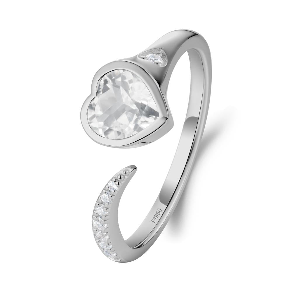 Heart White Topaz Open Wrap Ring - LUO Jewelry #metal_platinum