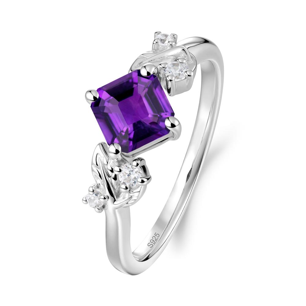 Vintage Leaf Amethyst Wedding Ring - LUO Jewelry #metal_sterling silver