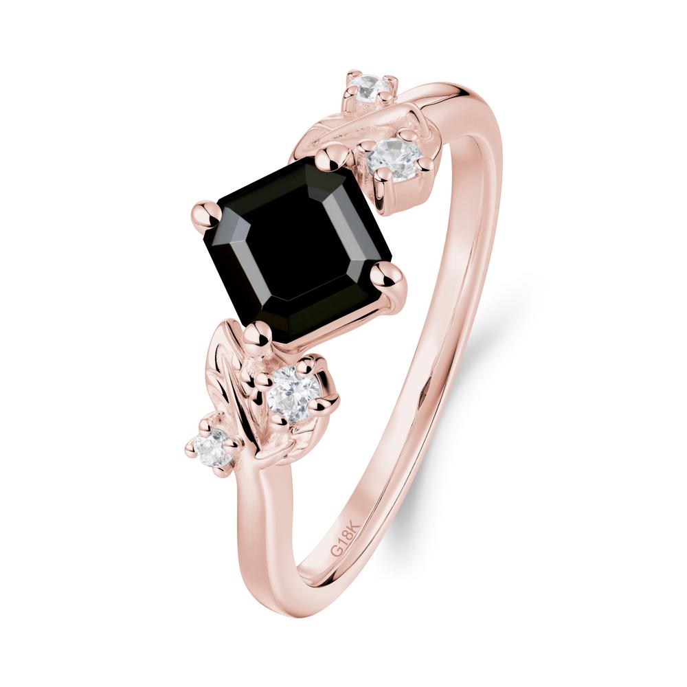 Asscher Cut Black Spinel Engagement Ring - LUO Jewelry #metal_18k rose gold