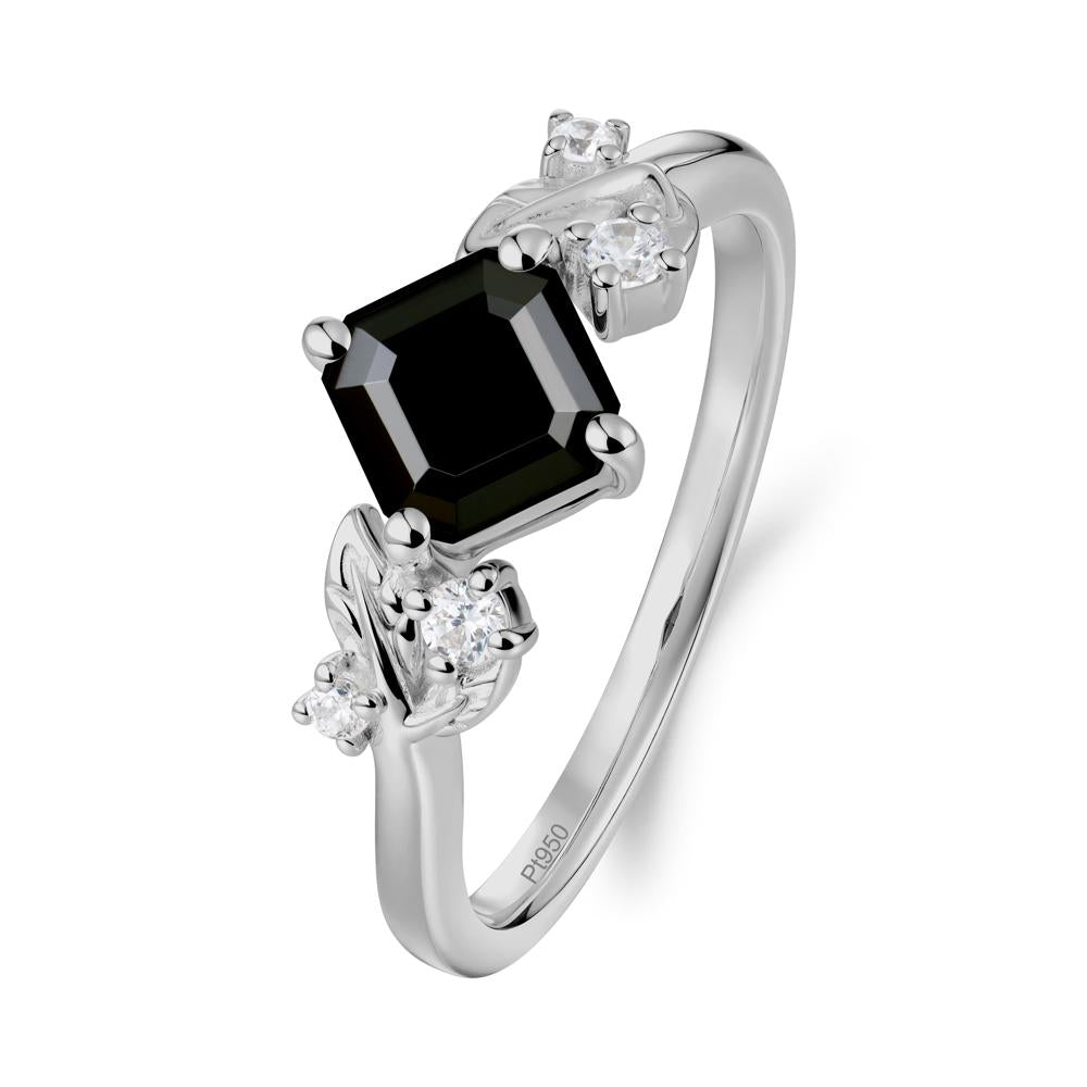Asscher Cut Black Spinel Engagement Ring - LUO Jewelry #metal_platinum