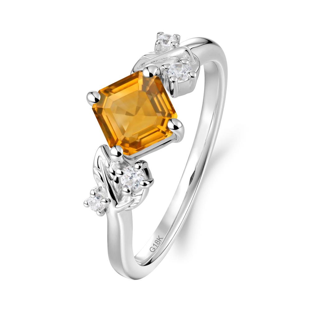 Asscher Cut Citrine Engagement Ring - LUO Jewelry #metal_18k white gold