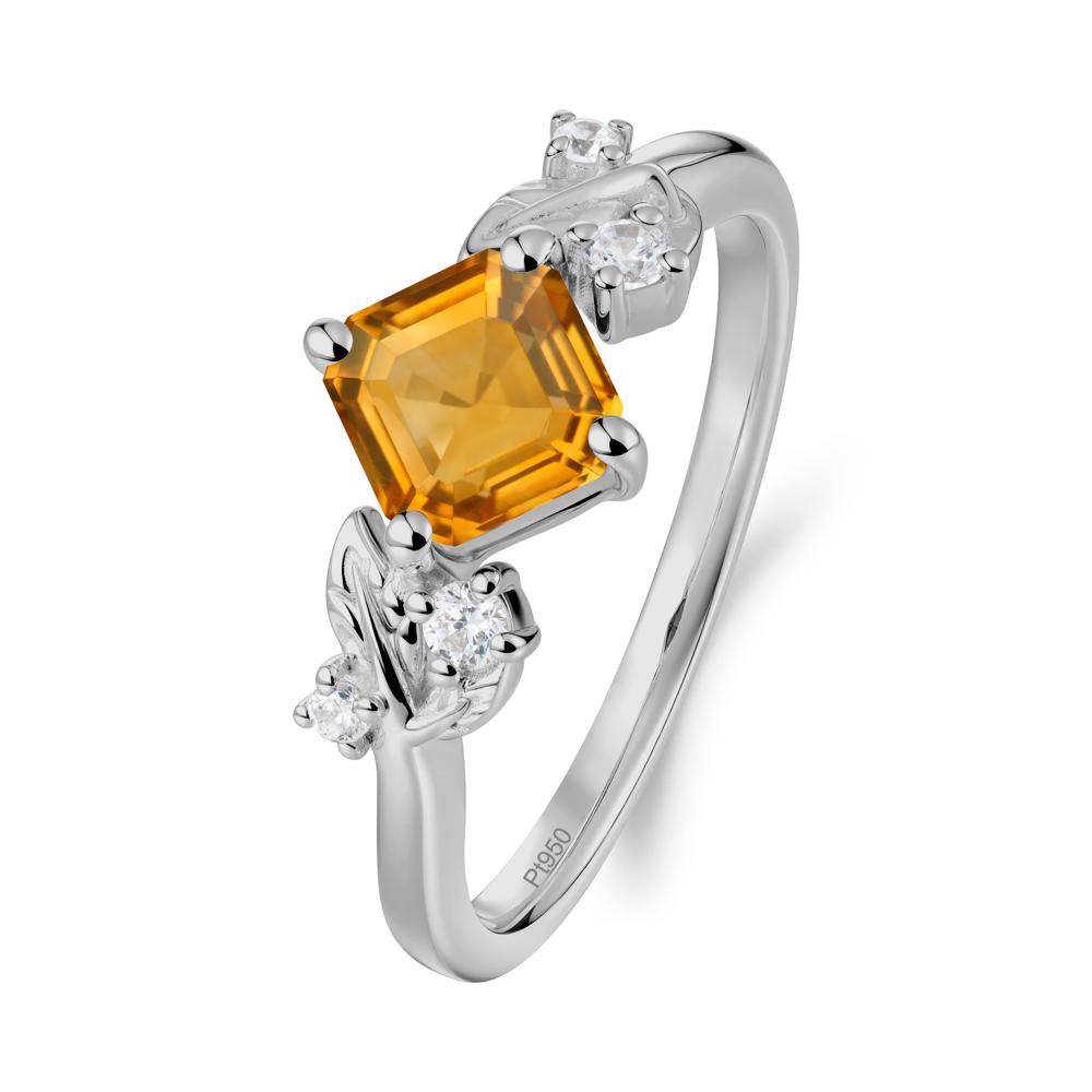 Asscher Cut Citrine Engagement Ring - LUO Jewelry #metal_platinum