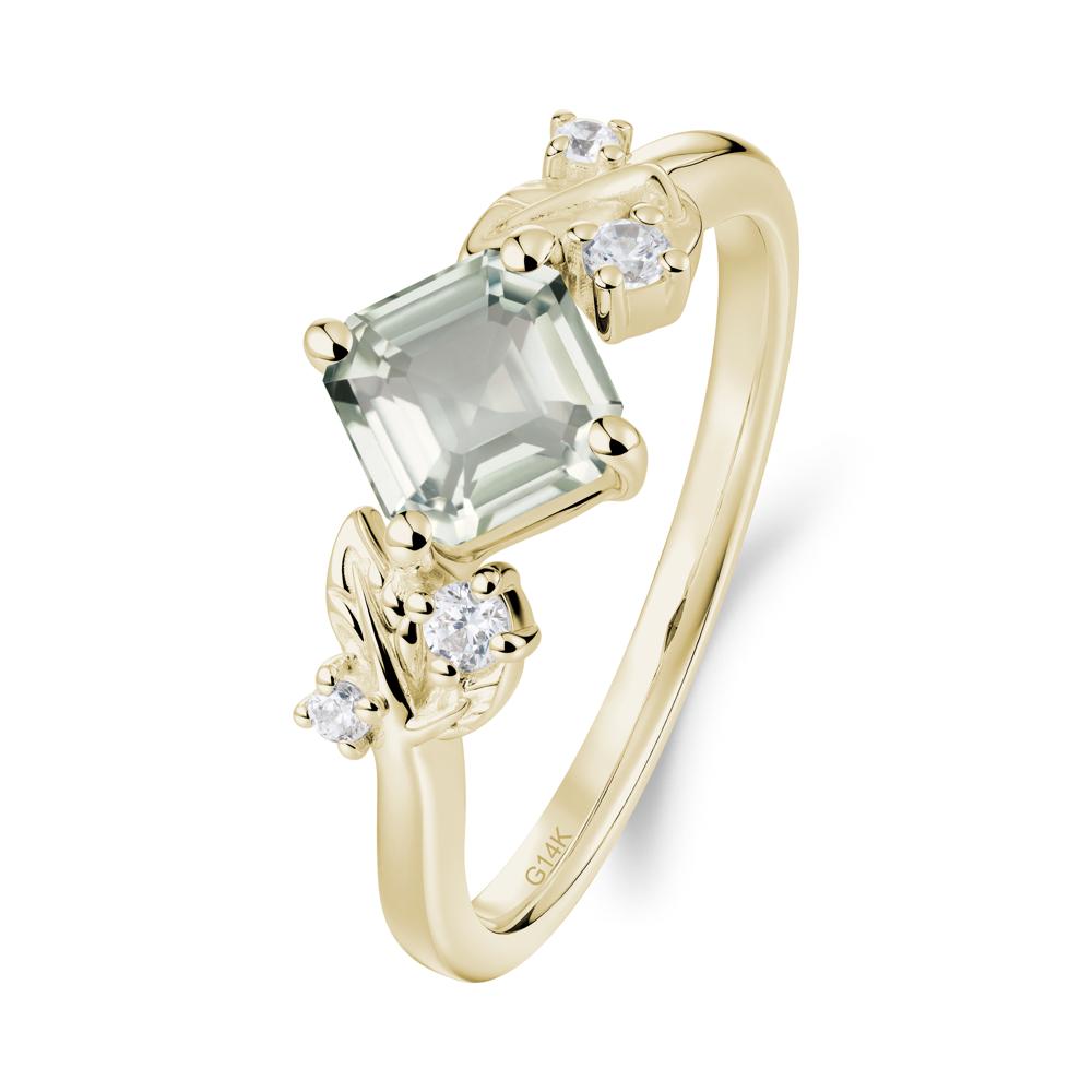 Nature Inspired Green Amethyst Promise Ring - LUO Jewelry #metal_14k yellow gold