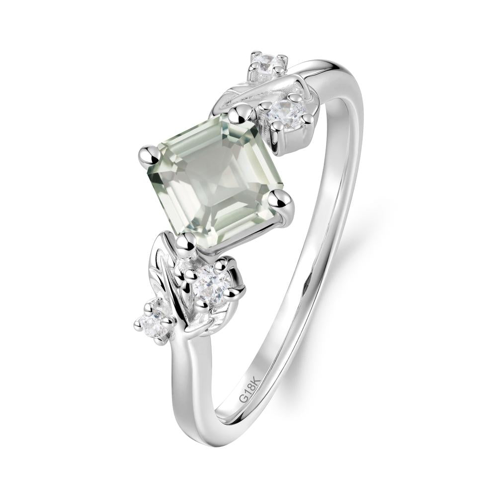 Nature Inspired Green Amethyst Promise Ring - LUO Jewelry #metal_18k white gold