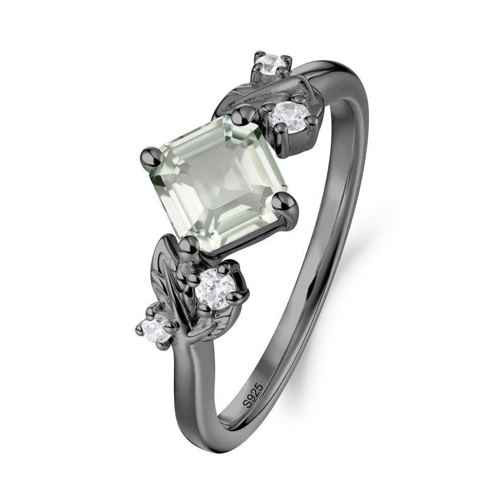 Nature Inspired Green Amethyst Promise Ring - LUO Jewelry #metal_black finish sterling silver