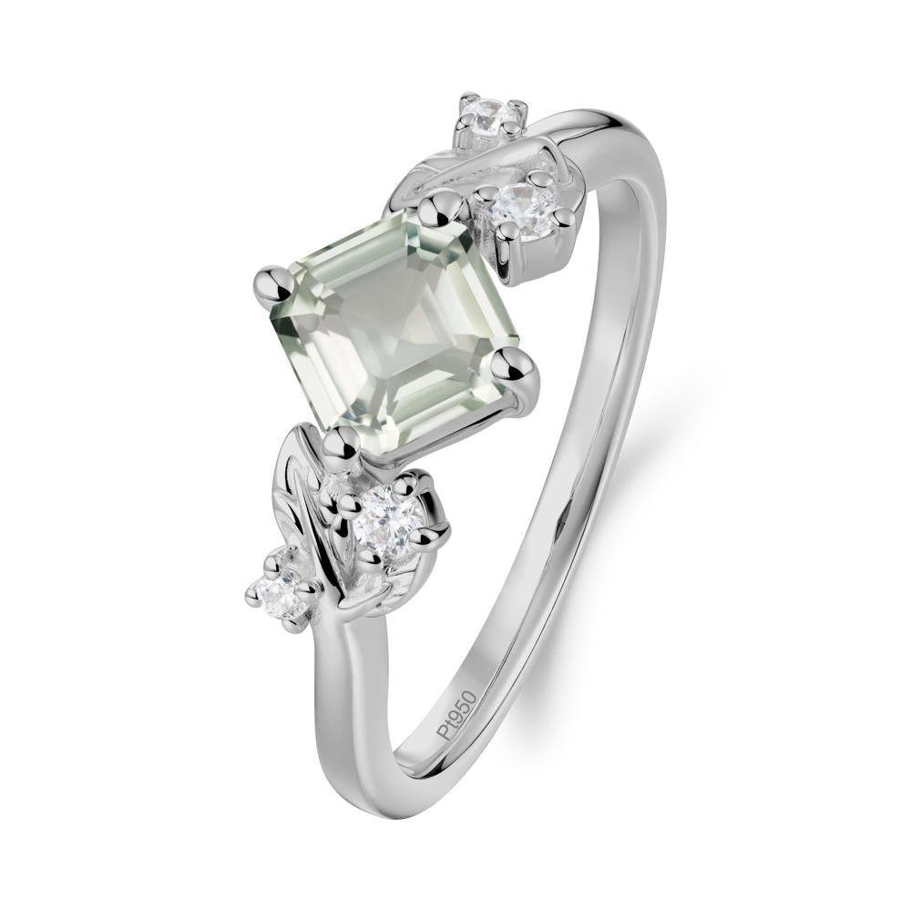 Nature Inspired Green Amethyst Promise Ring - LUO Jewelry #metal_platinum