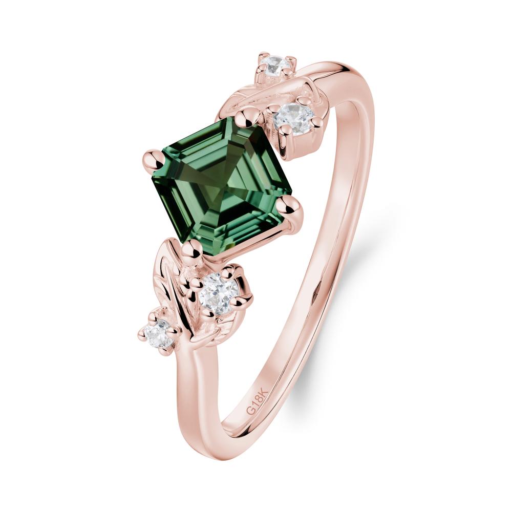 Asscher Cut Green Sapphire Engagement Ring - LUO Jewelry #metal_18k rose gold