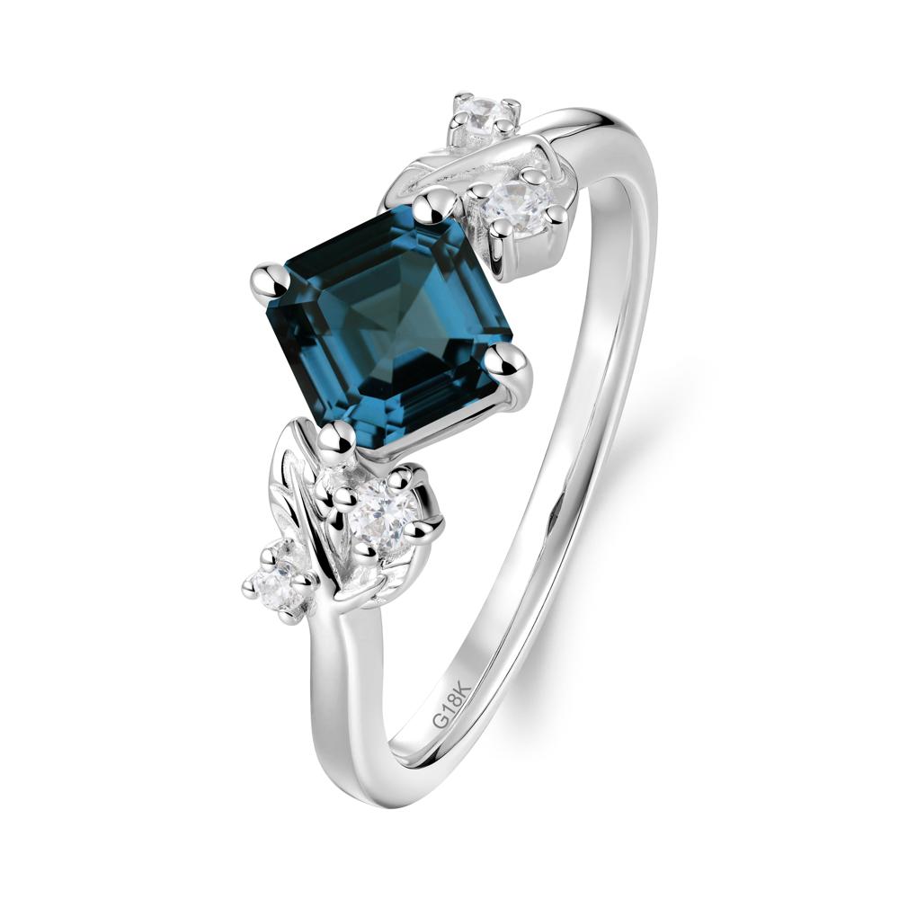 Nature Inspired London Blue Topaz Promise Ring - LUO Jewelry #metal_18k white gold