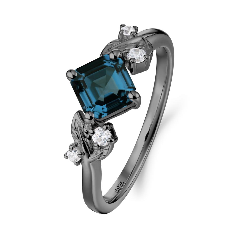 Nature Inspired London Blue Topaz Promise Ring - LUO Jewelry #metal_black finish sterling silver