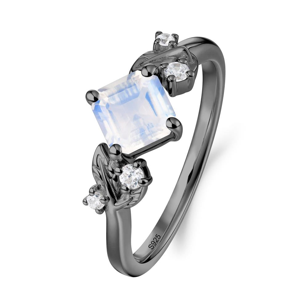 Nature Inspired Moonstone Promise Ring - LUO Jewelry #metal_black finish sterling silver