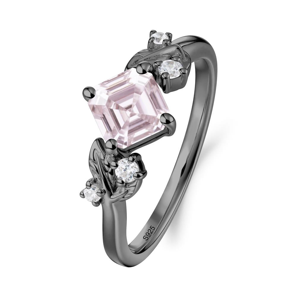 Nature Inspired Pink Cubic Zirconia Promise Ring - LUO Jewelry #metal_black finish sterling silver