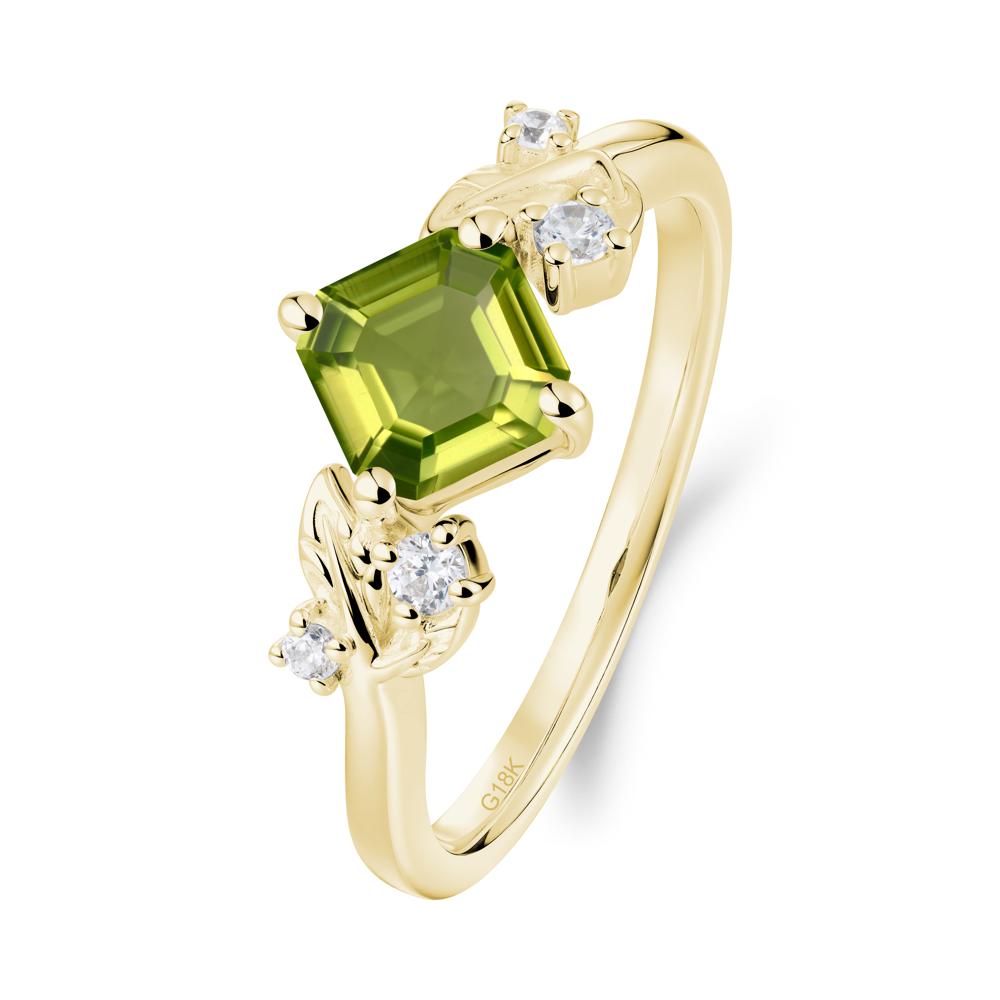 Vintage Leaf Peridot Wedding Ring - LUO Jewelry #metal_18k yellow gold