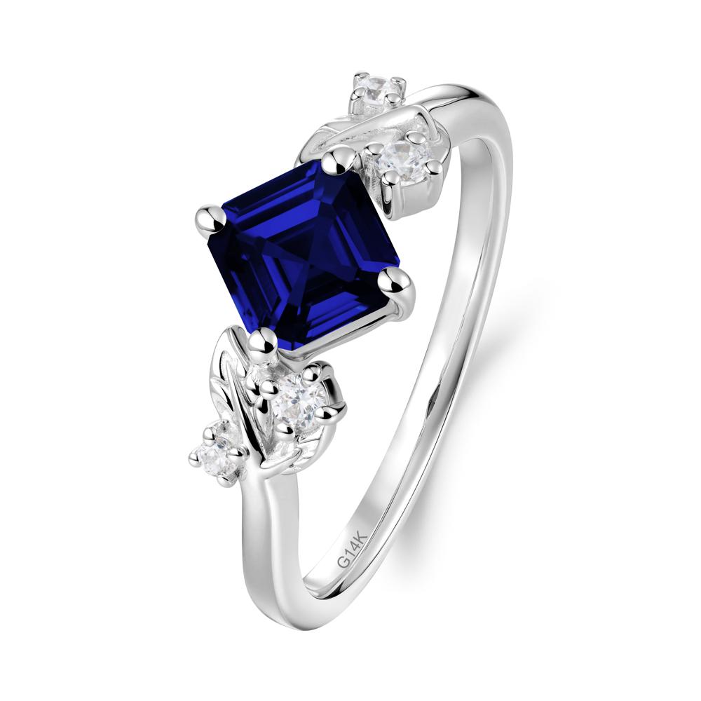 Vintage Leaf Sapphire Wedding Ring - LUO Jewelry #metal_14k white gold