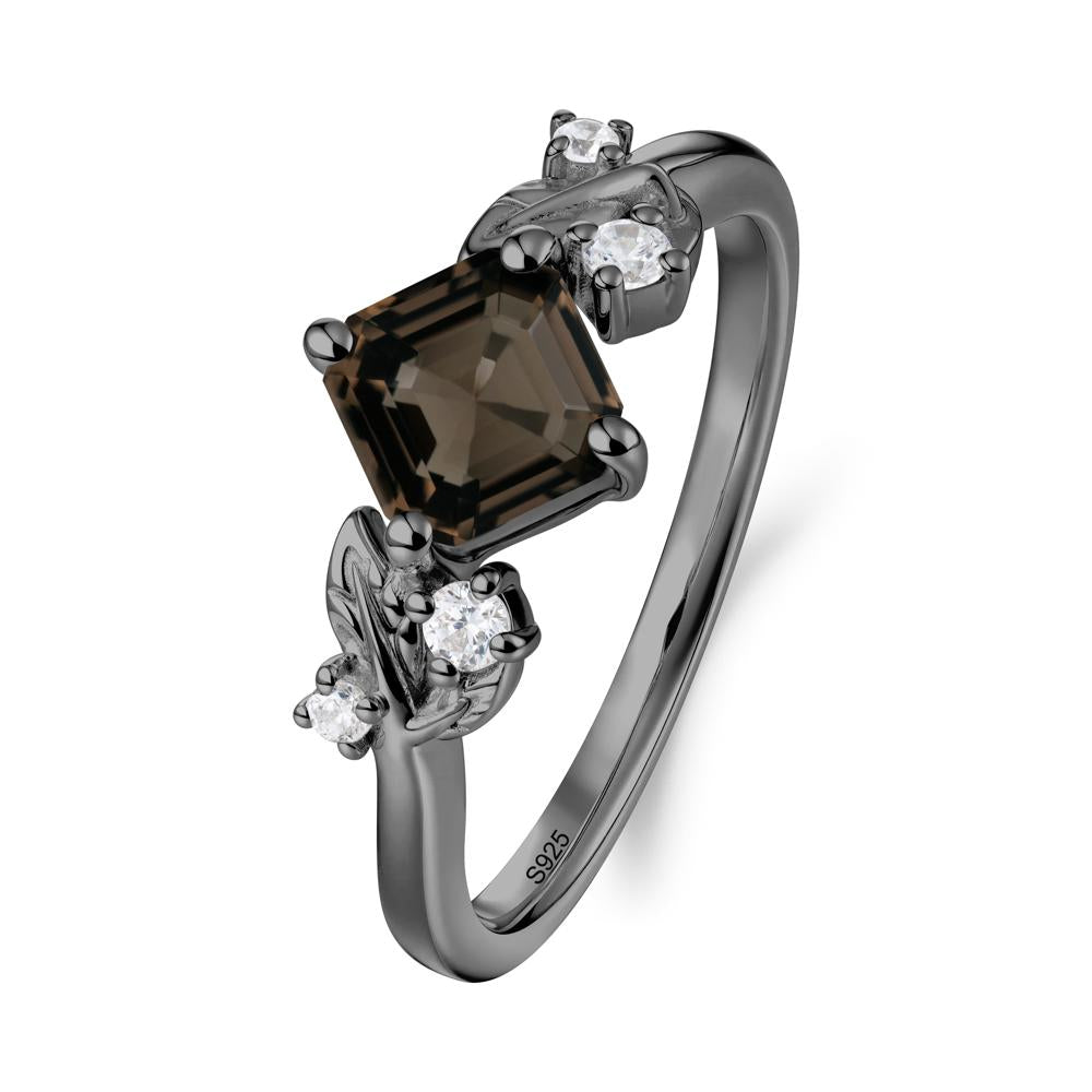 Nature Inspired Smoky Quartz Promise Ring - LUO Jewelry #metal_black finish sterling silver