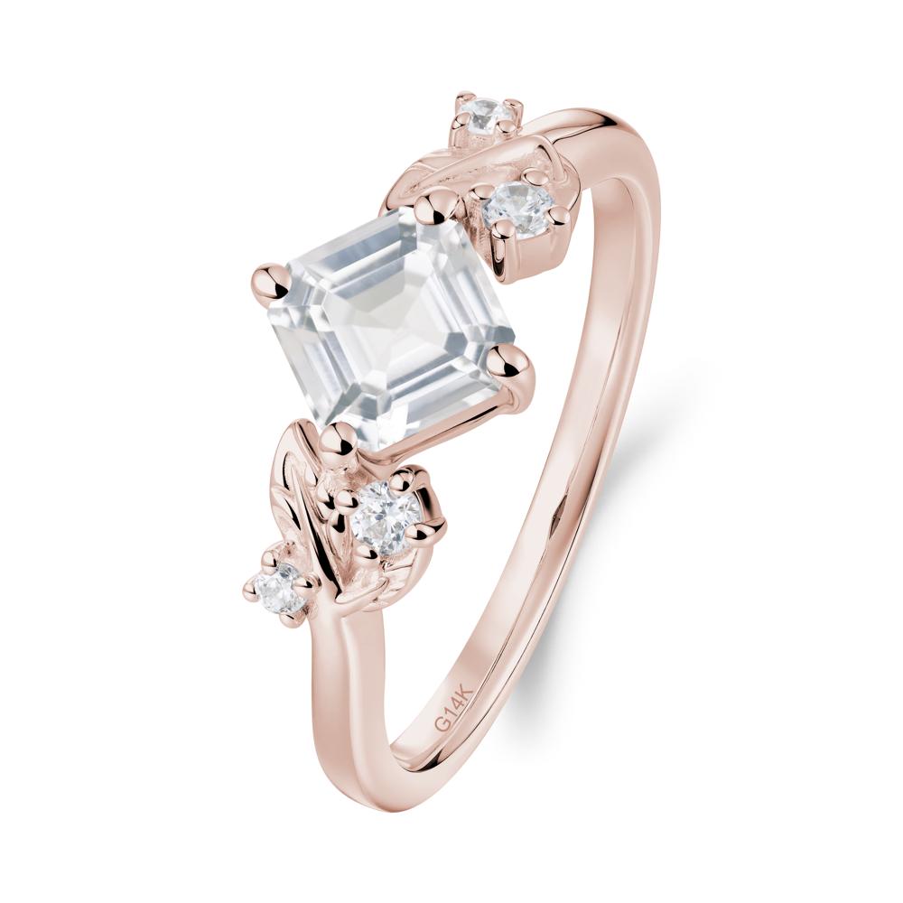 Vintage Leaf White Topaz Wedding Ring - LUO Jewelry #metal_14k rose gold