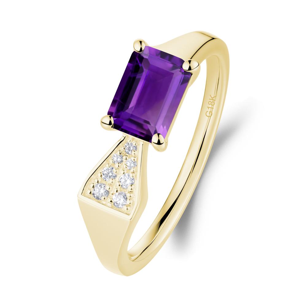 Geometric Emerald Cut Amethyst Ring - LUO Jewelry #metal_18k yellow gold