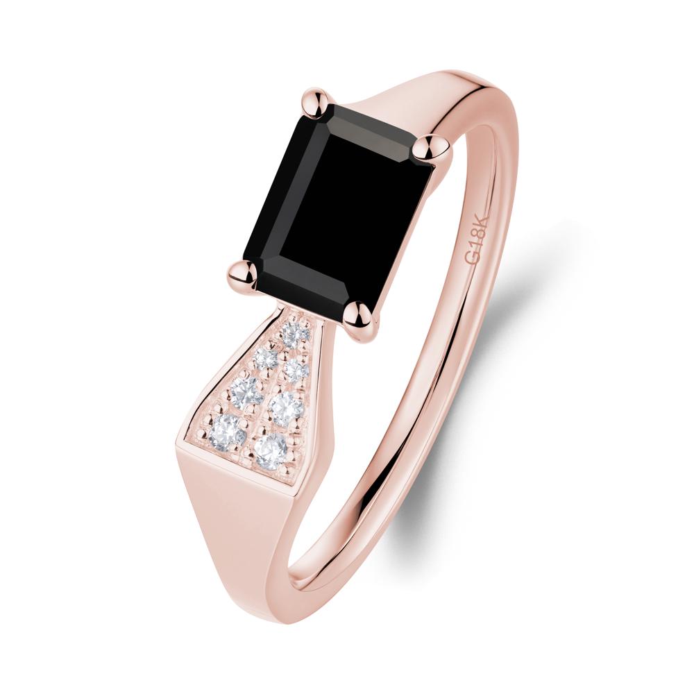 Geometric Emerald Cut Black Spinel Ring - LUO Jewelry #metal_18k rose gold