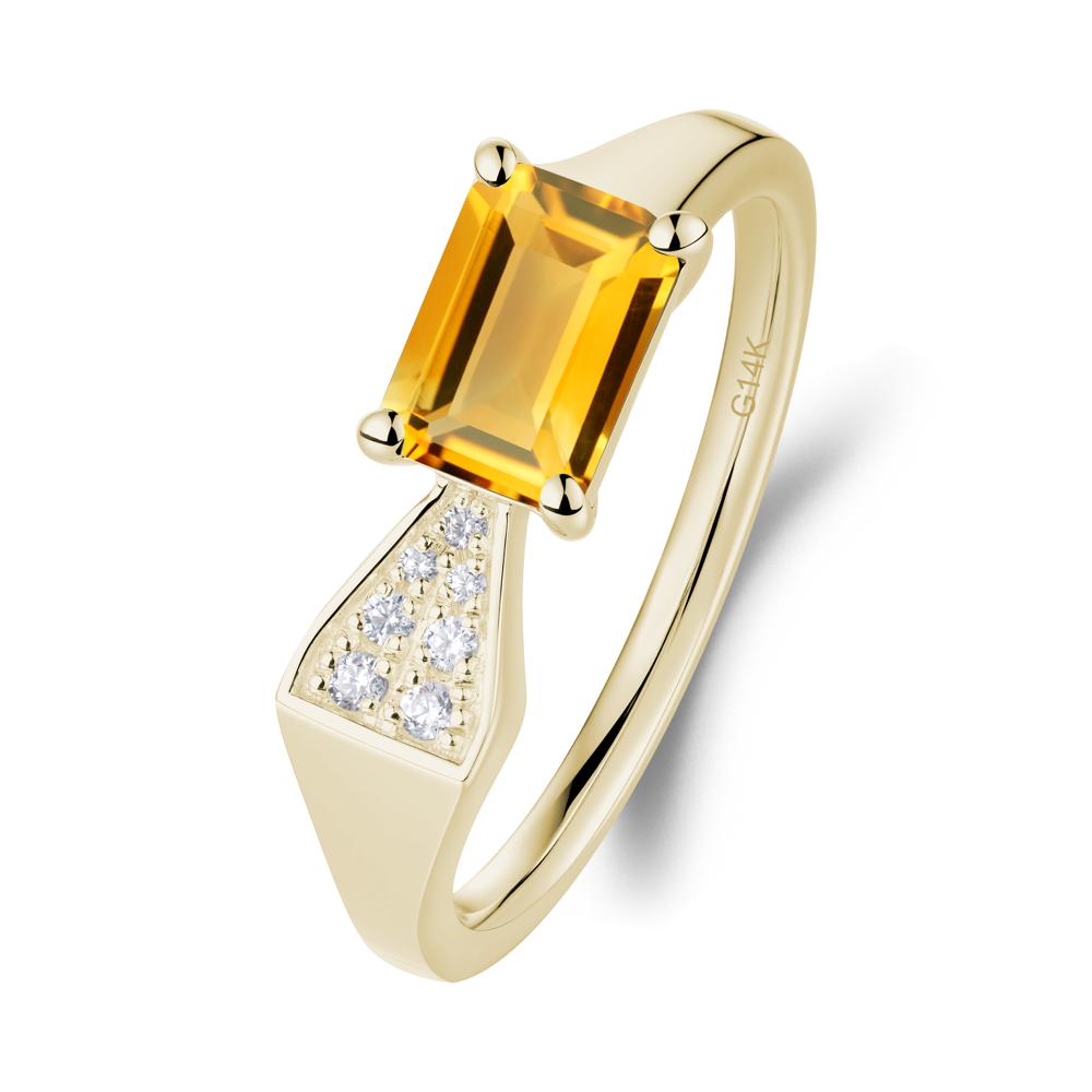Geometric Emerald Cut Citrine Ring - LUO Jewelry #metal_14k yellow gold