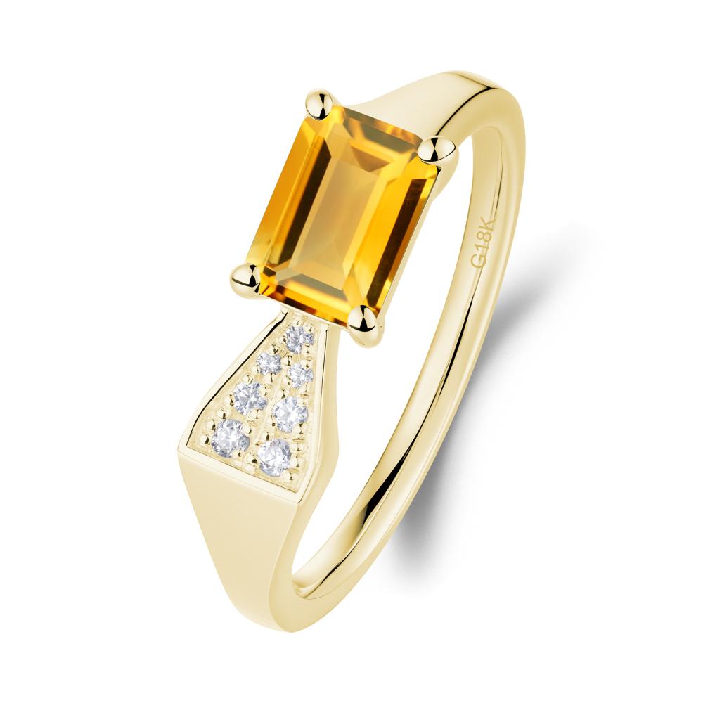 Geometric Emerald Cut Citrine Ring - LUO Jewelry #metal_18k yellow gold