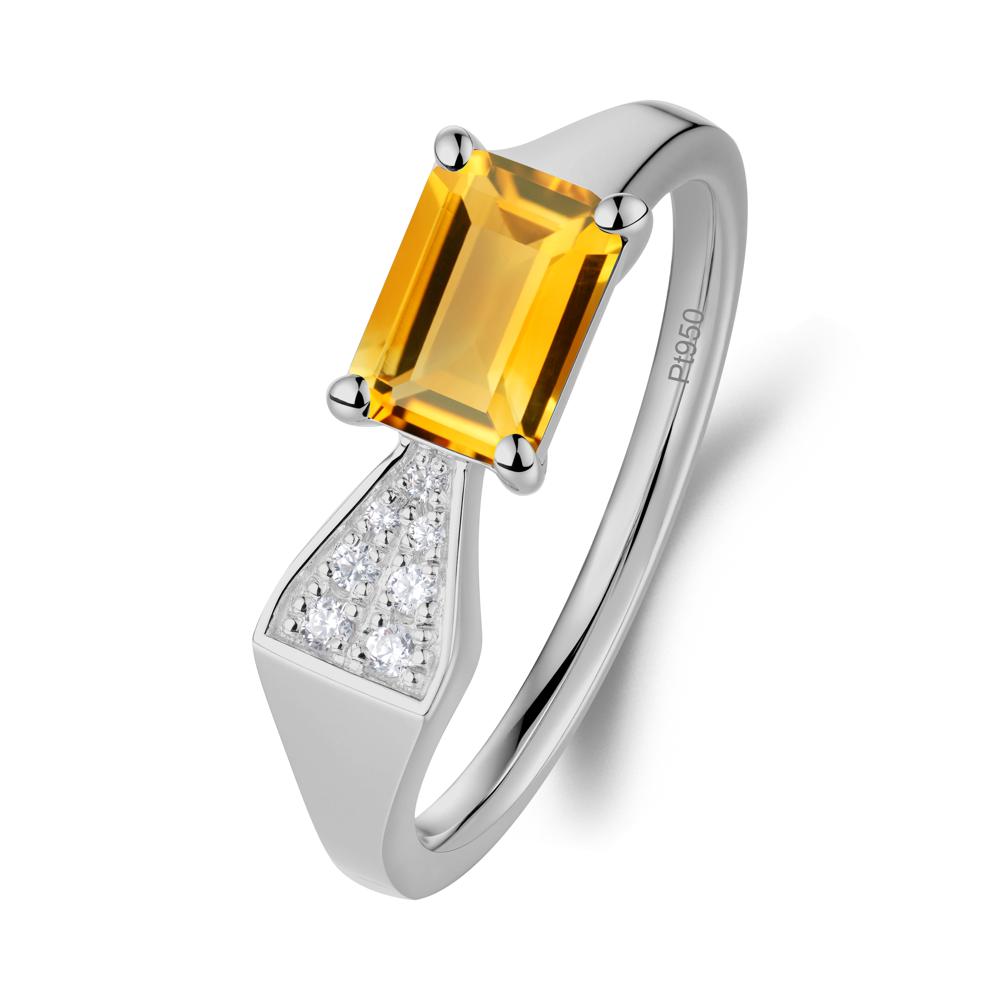 Geometric Emerald Cut Citrine Ring - LUO Jewelry #metal_platinum