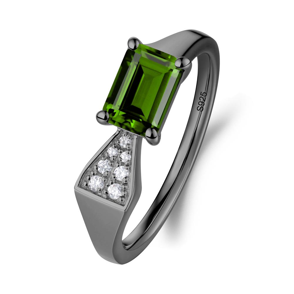 Geometric Emerald Cut Diopside Ring - LUO Jewelry #metal_black finish sterling silver