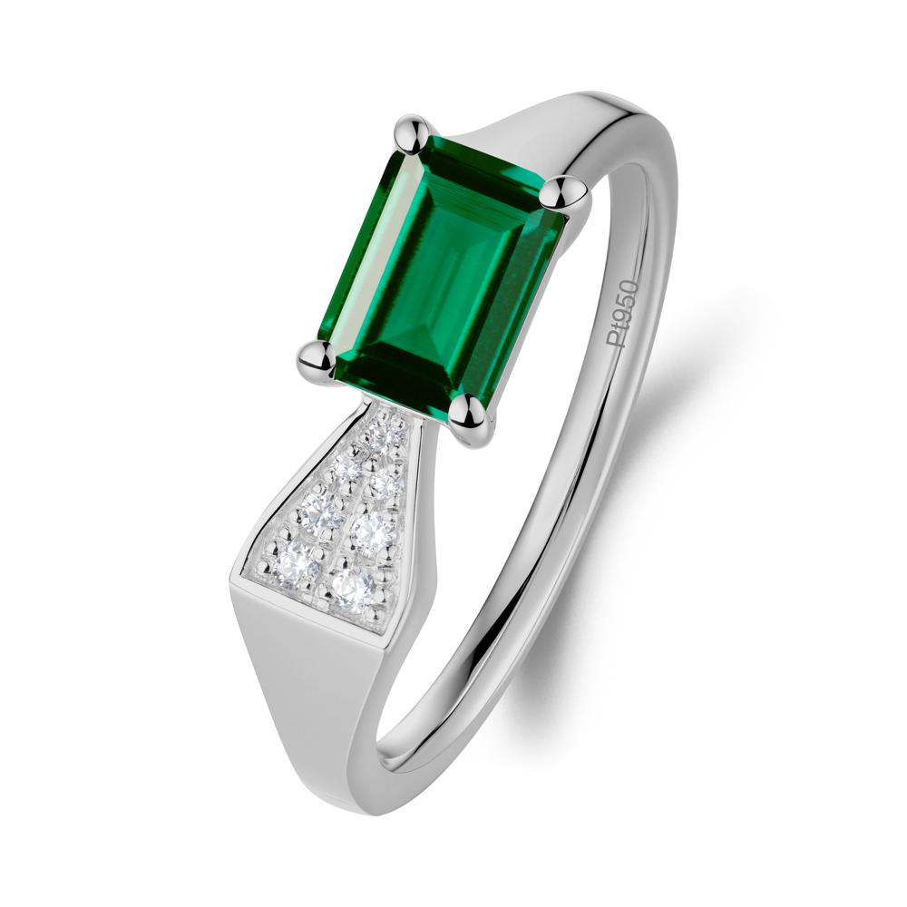 Geometric Emerald Cut Emerald Ring - LUO Jewelry #metal_platinum