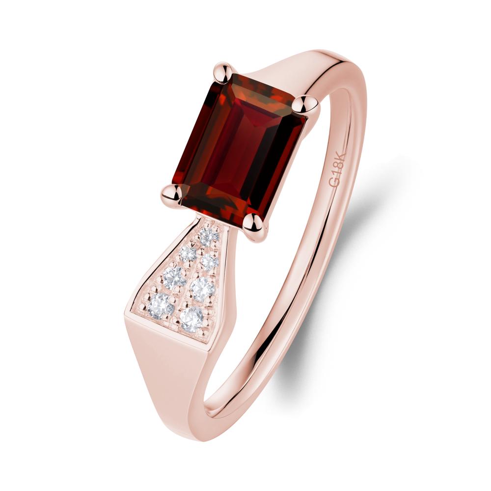 Geometric Emerald Cut Garnet Ring - LUO Jewelry #metal_18k rose gold