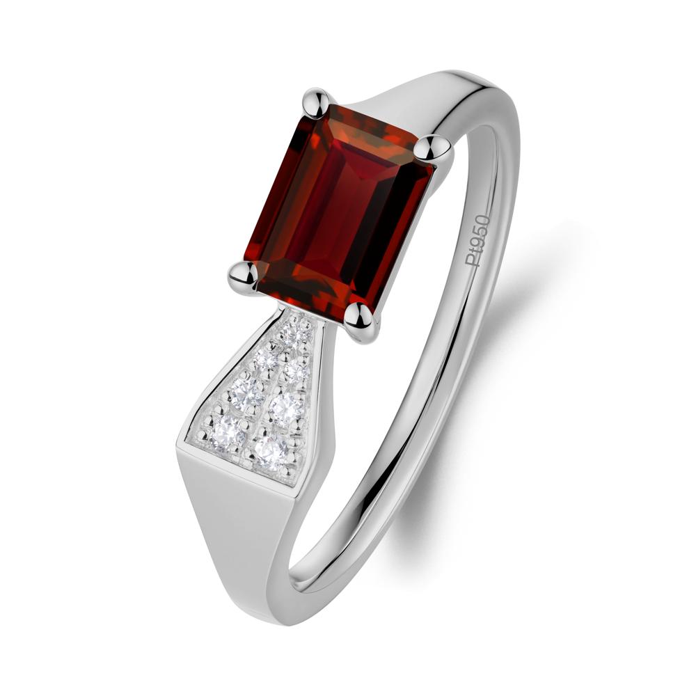 Geometric Emerald Cut Garnet Ring - LUO Jewelry #metal_platinum