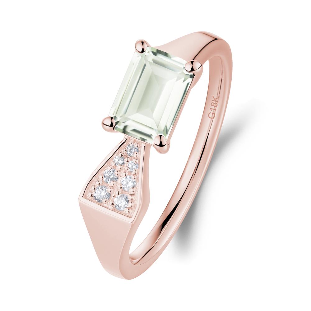 Geometric Emerald Cut Green Amethyst Ring - LUO Jewelry #metal_18k rose gold