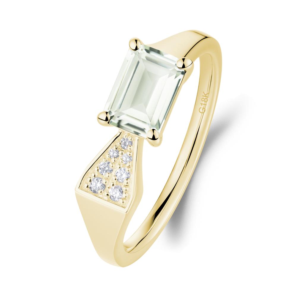 Geometric Emerald Cut Green Amethyst Ring - LUO Jewelry #metal_18k yellow gold