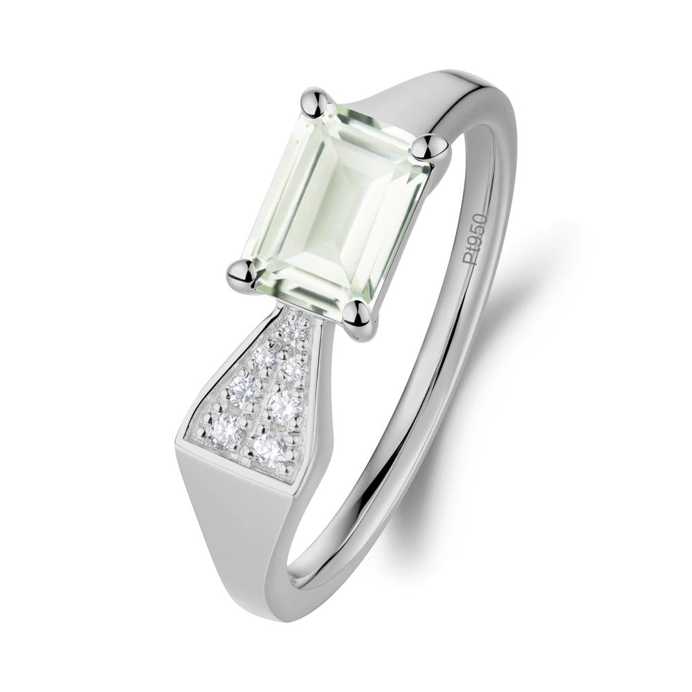 Geometric Emerald Cut Green Amethyst Ring - LUO Jewelry #metal_platinum