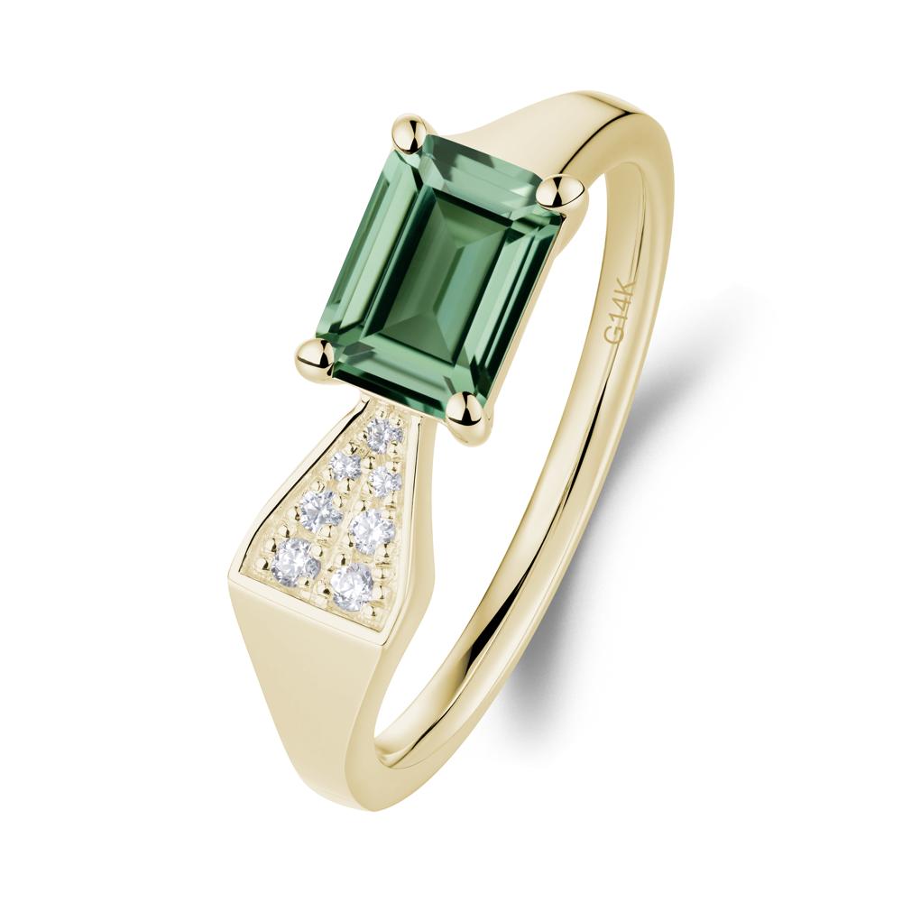 Geometric Emerald Cut Green Sapphire Ring - LUO Jewelry #metal_14k yellow gold