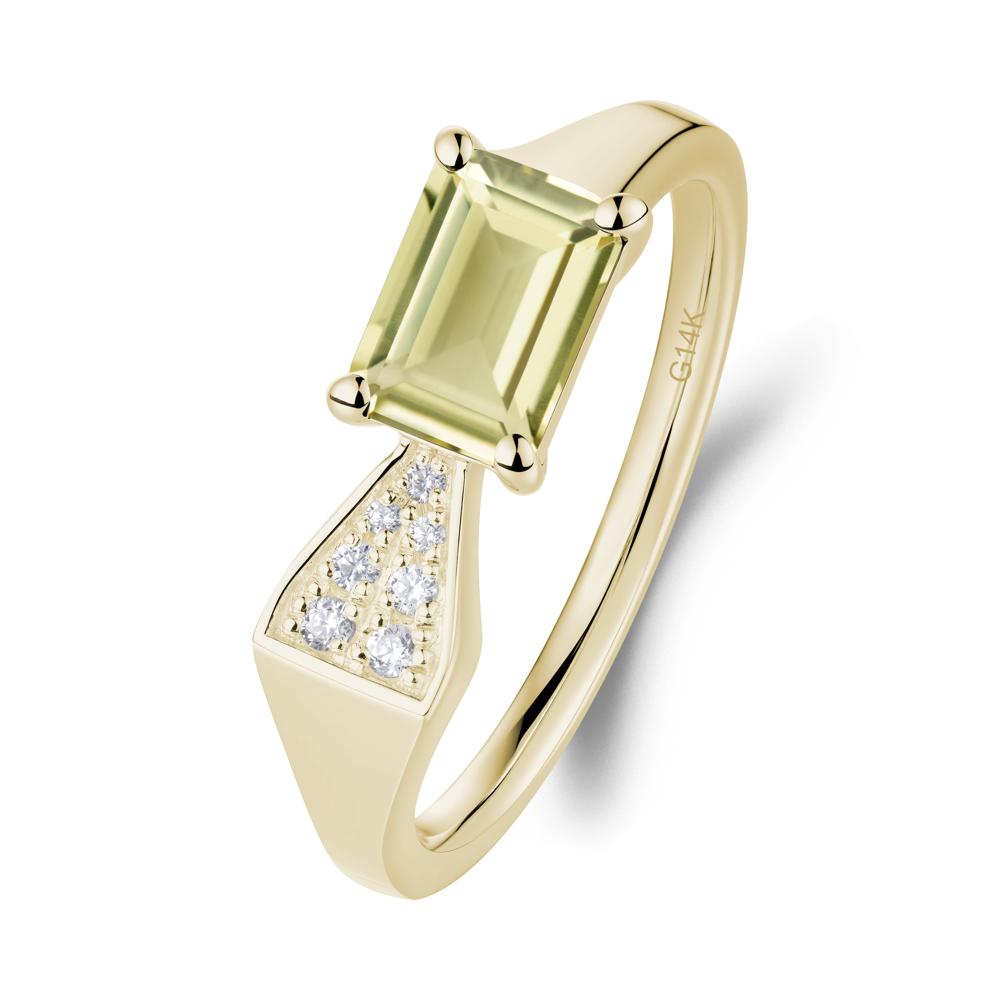 Geometric Emerald Cut Lemon Quartz Ring - LUO Jewelry #metal_14k yellow gold