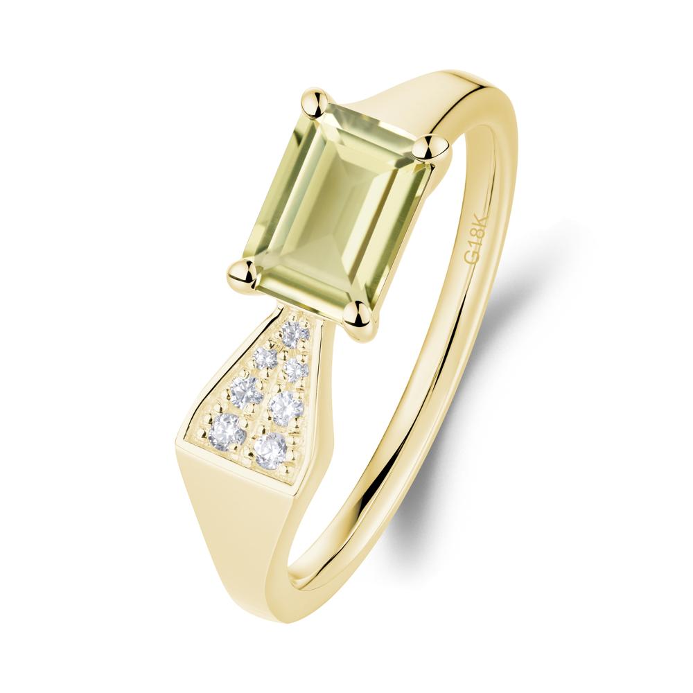 Geometric Emerald Cut Lemon Quartz Ring - LUO Jewelry #metal_18k yellow gold