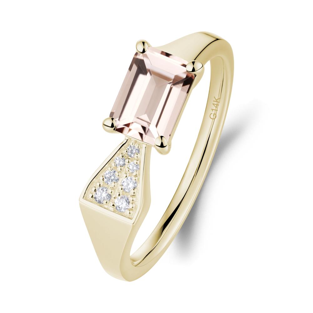 Geometric Emerald Cut Morganite Ring - LUO Jewelry #metal_14k yellow gold