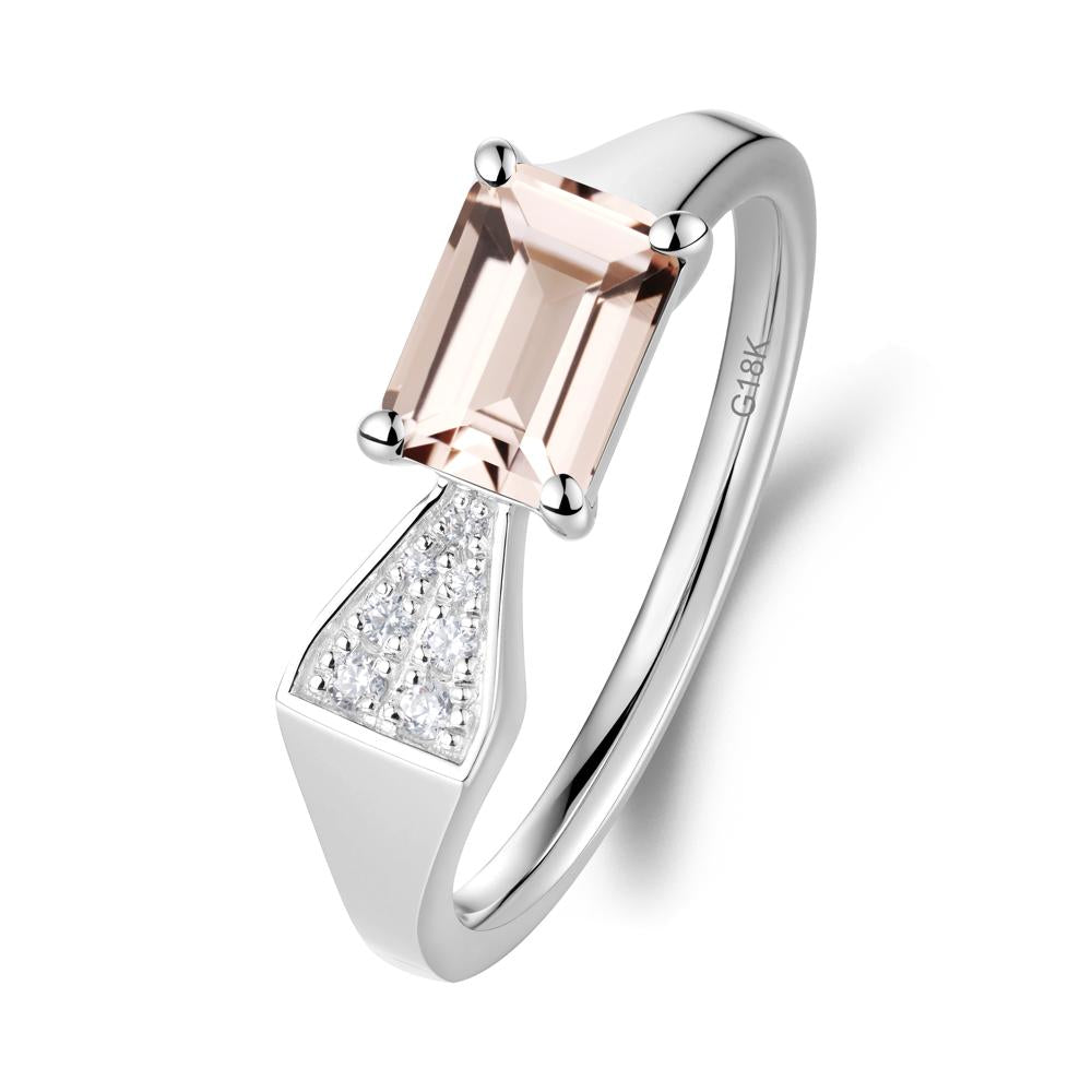 Geometric Emerald Cut Morganite Ring - LUO Jewelry #metal_18k white gold