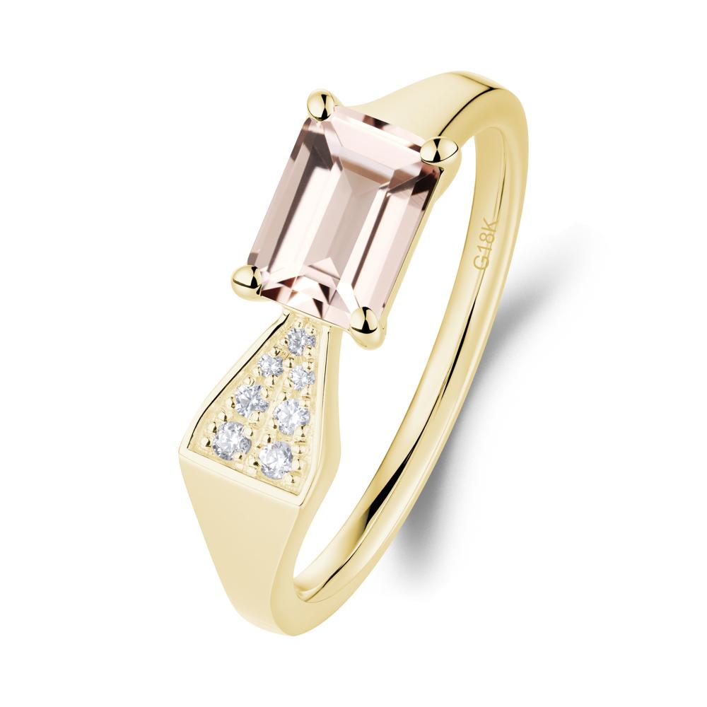 Geometric Emerald Cut Morganite Ring - LUO Jewelry #metal_18k yellow gold