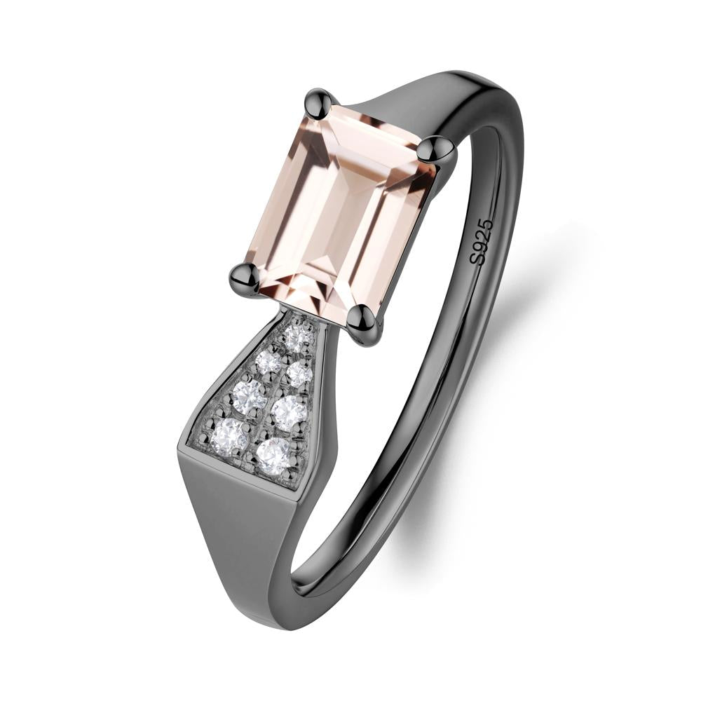 Geometric Emerald Cut Morganite Ring - LUO Jewelry #metal_black finish sterling silver