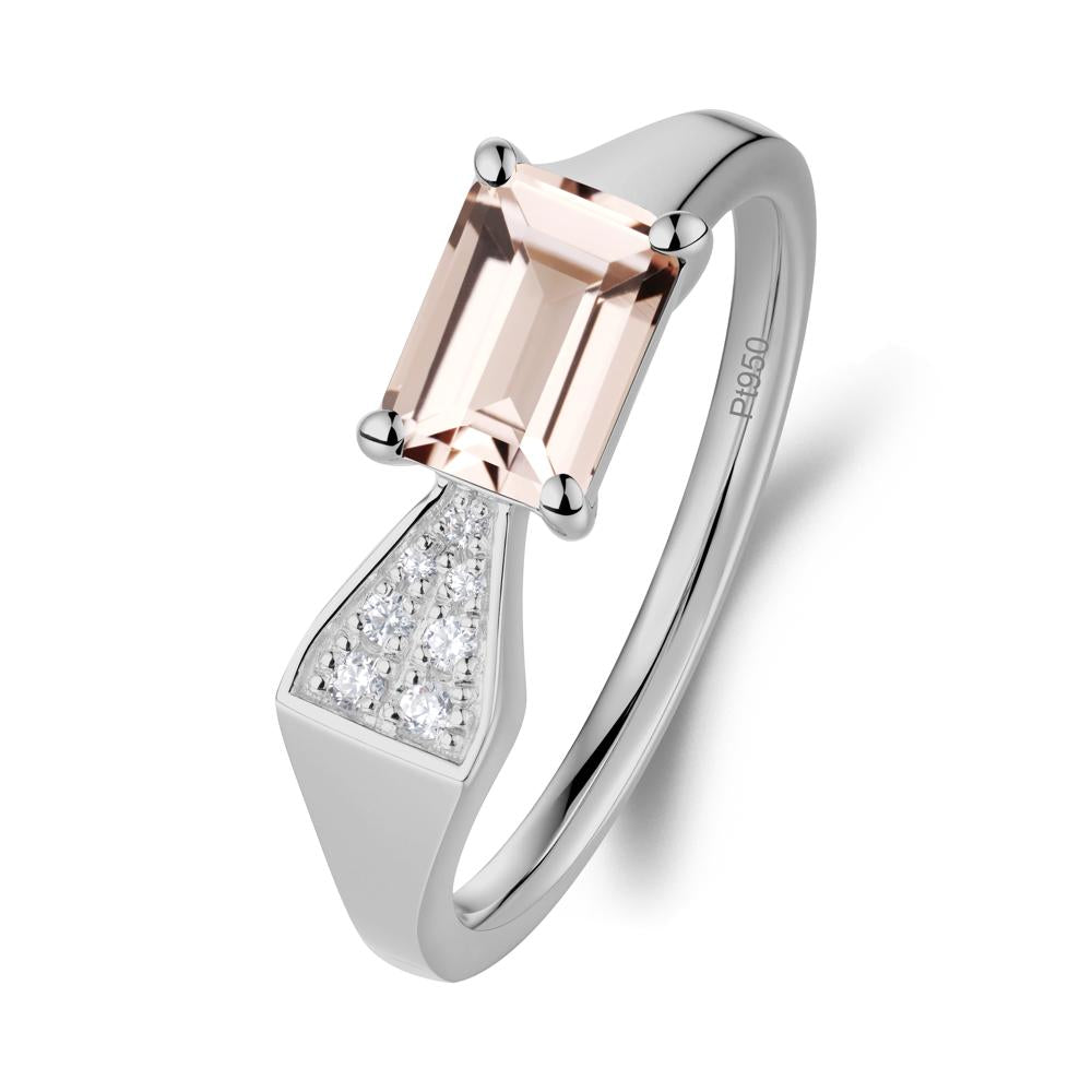 Geometric Emerald Cut Morganite Ring - LUO Jewelry #metal_platinum