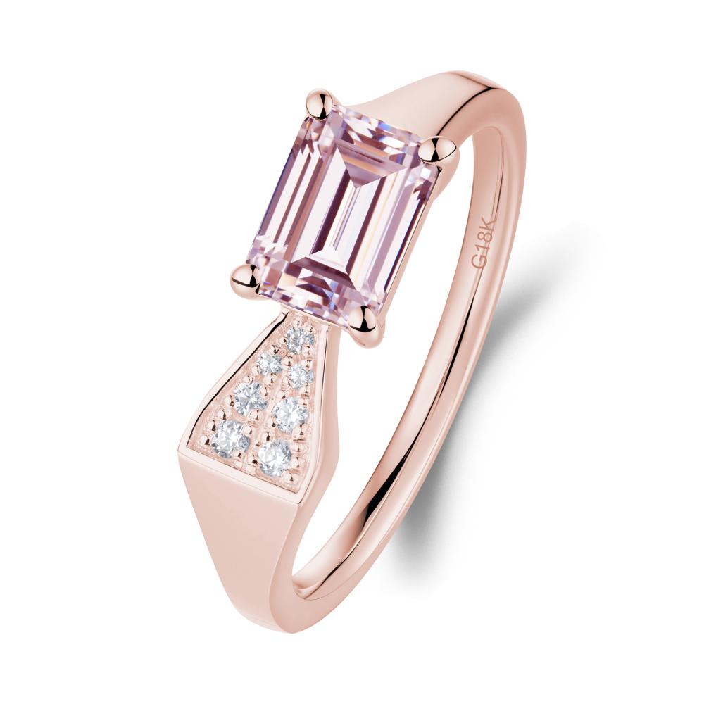 Geometric Emerald Cut Pink Cubic Zirconia Ring - LUO Jewelry #metal_18k rose gold
