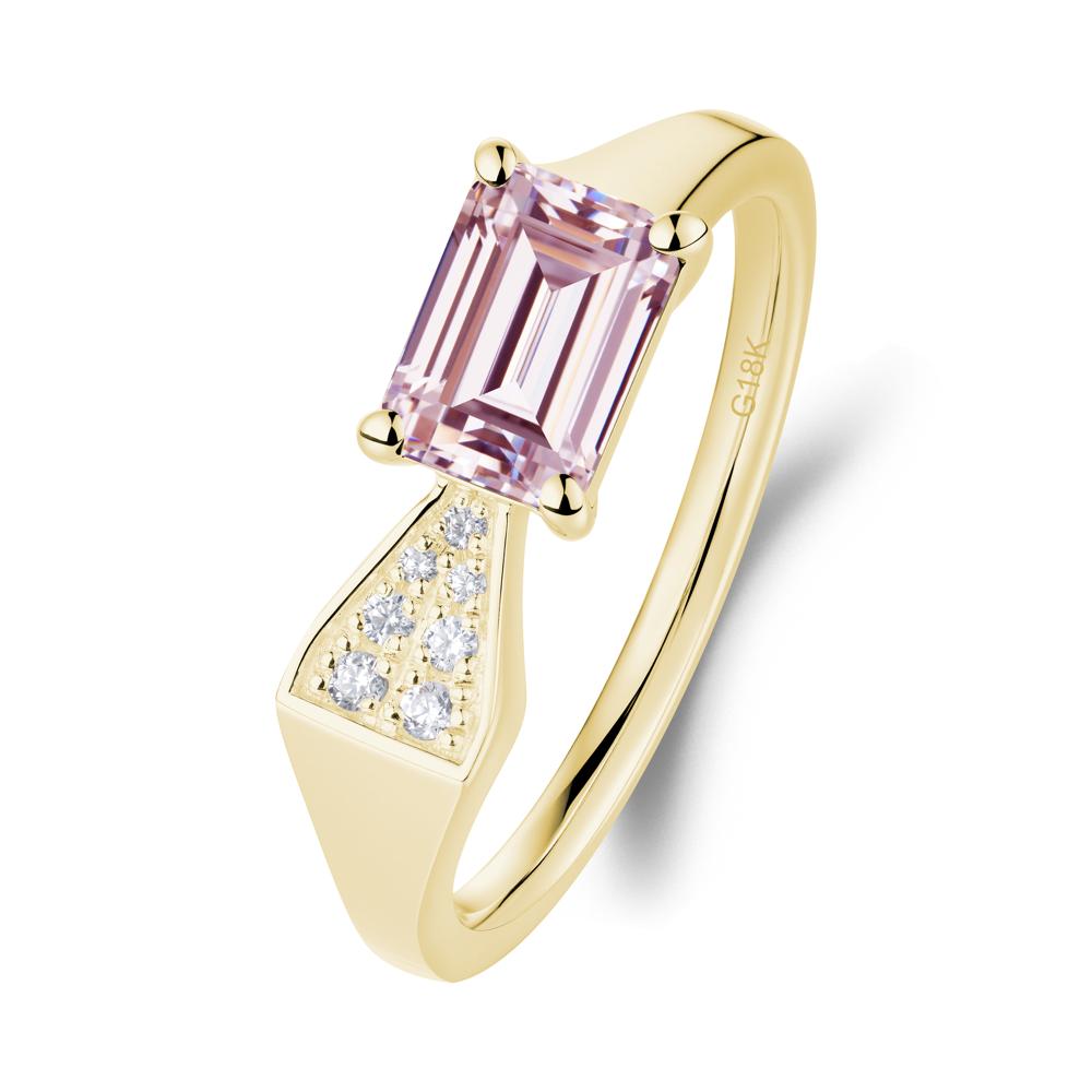 Geometric Emerald Cut Pink Cubic Zirconia Ring - LUO Jewelry #metal_18k yellow gold