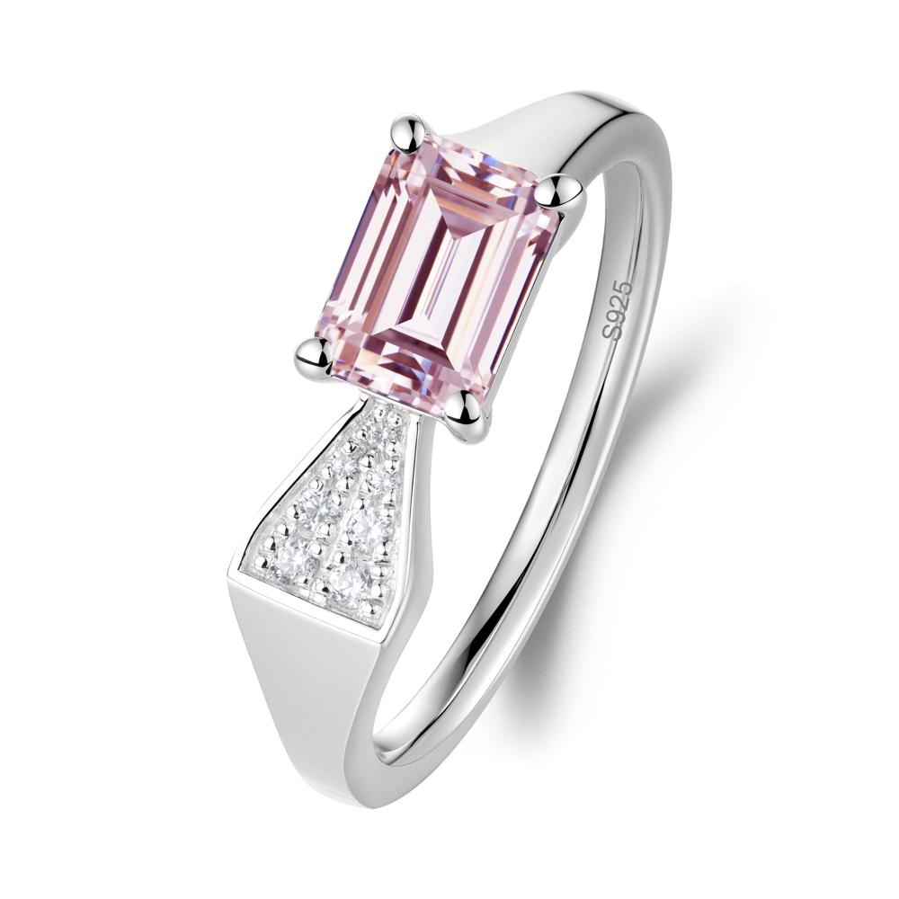 Geometric Emerald Cut Pink Cubic Zirconia Ring - LUO Jewelry #metal_sterling silver