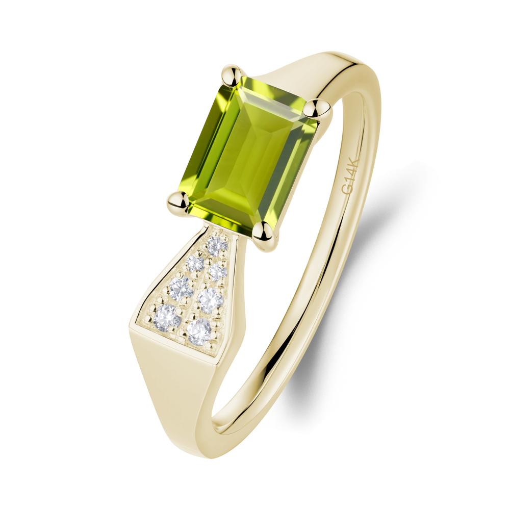 Geometric Emerald Cut Peridot Ring - LUO Jewelry #metal_14k yellow gold