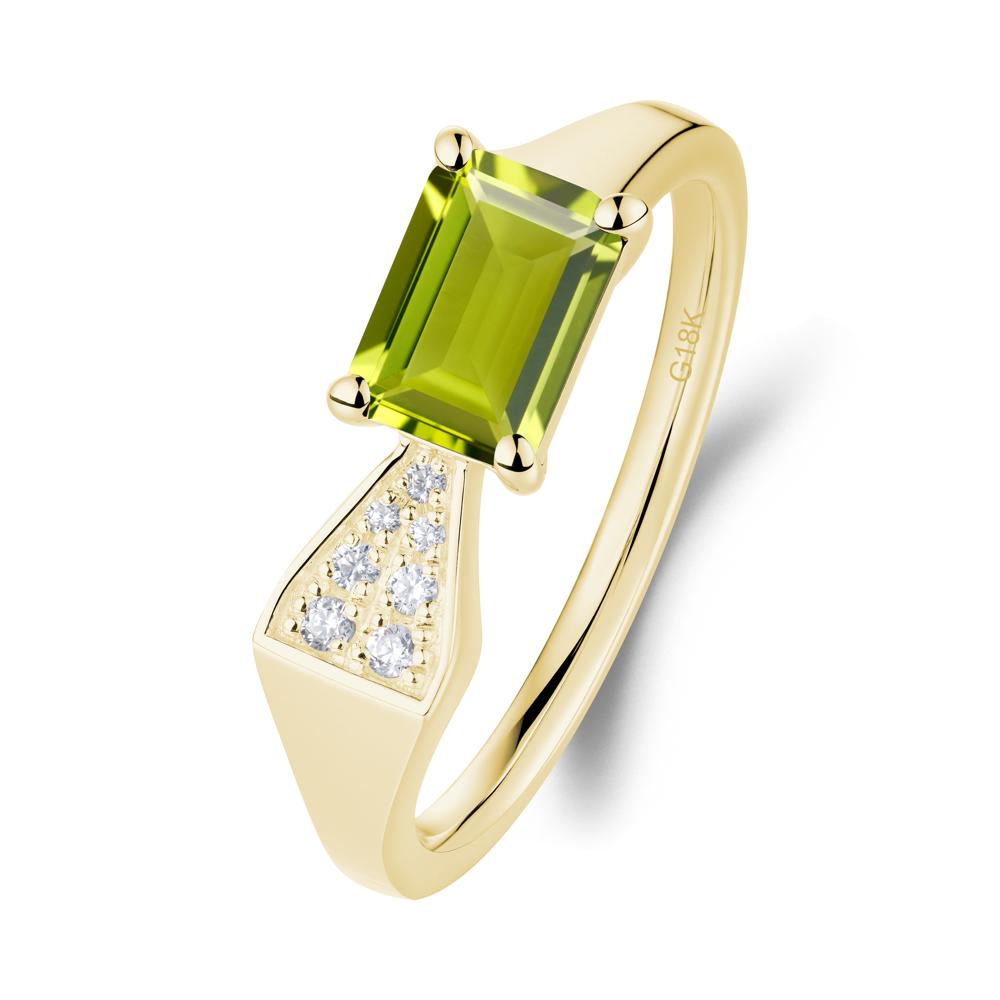Geometric Emerald Cut Peridot Ring - LUO Jewelry #metal_18k yellow gold