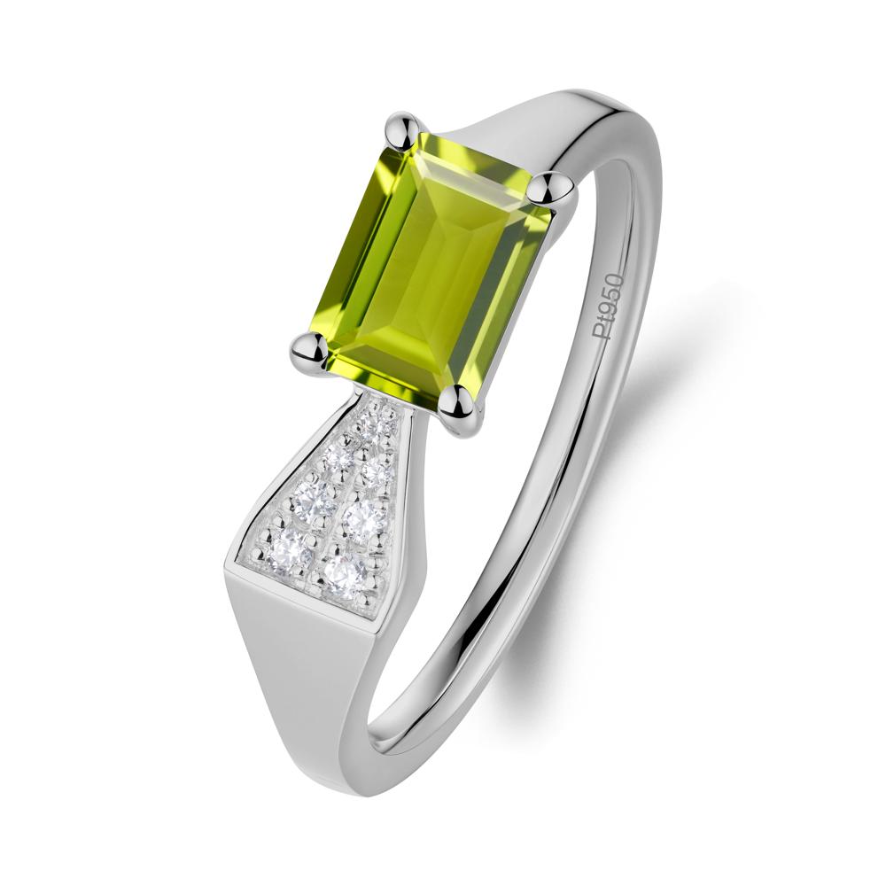 Geometric Emerald Cut Peridot Ring - LUO Jewelry #metal_platinum