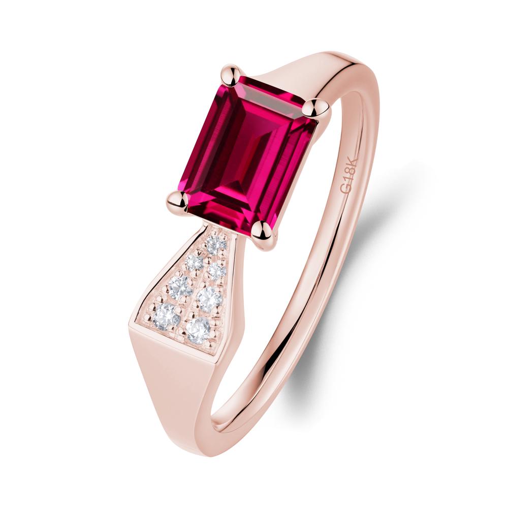 Geometric Emerald Cut Ruby Ring - LUO Jewelry #metal_18k rose gold