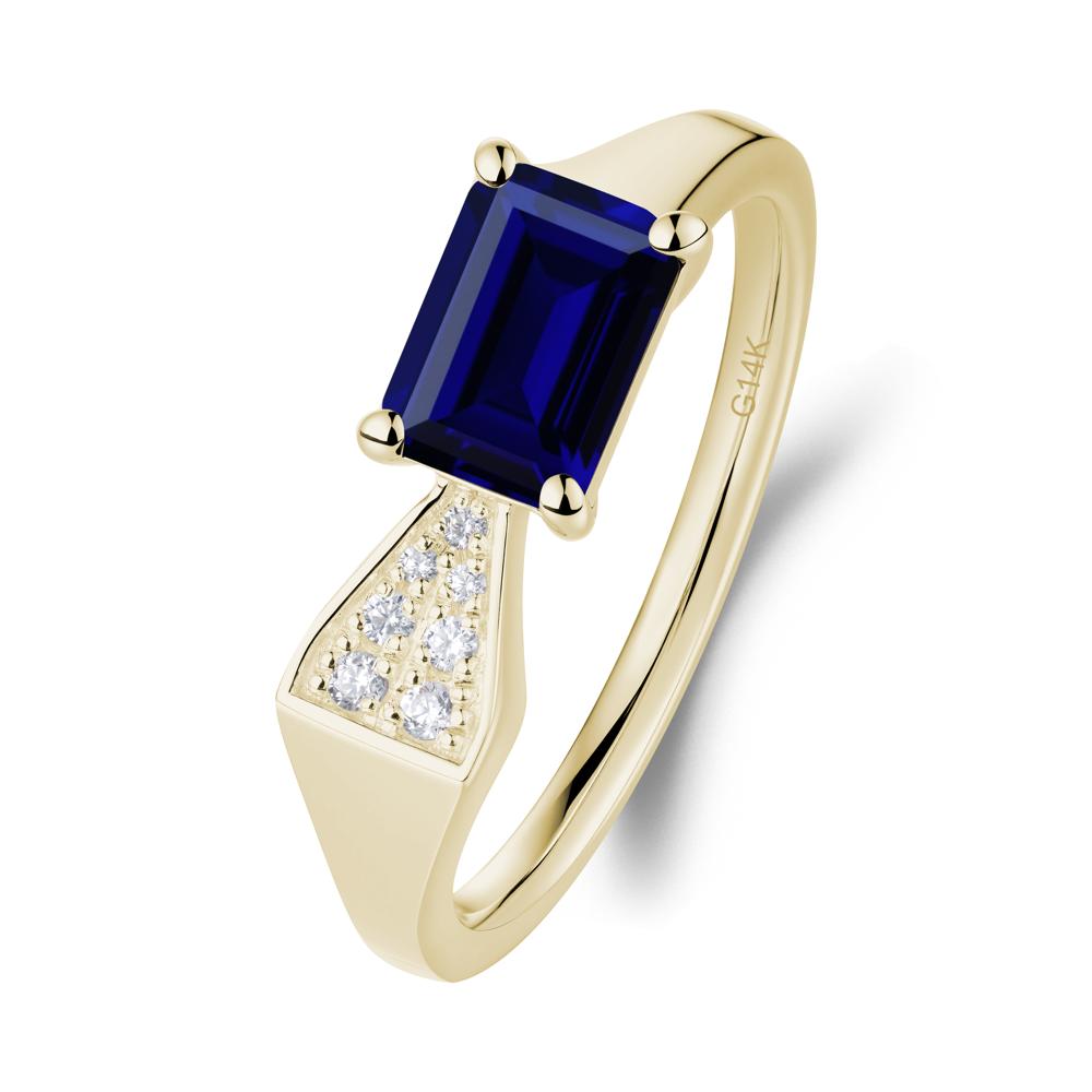 Geometric Emerald Cut Sapphire Ring - LUO Jewelry #metal_14k yellow gold
