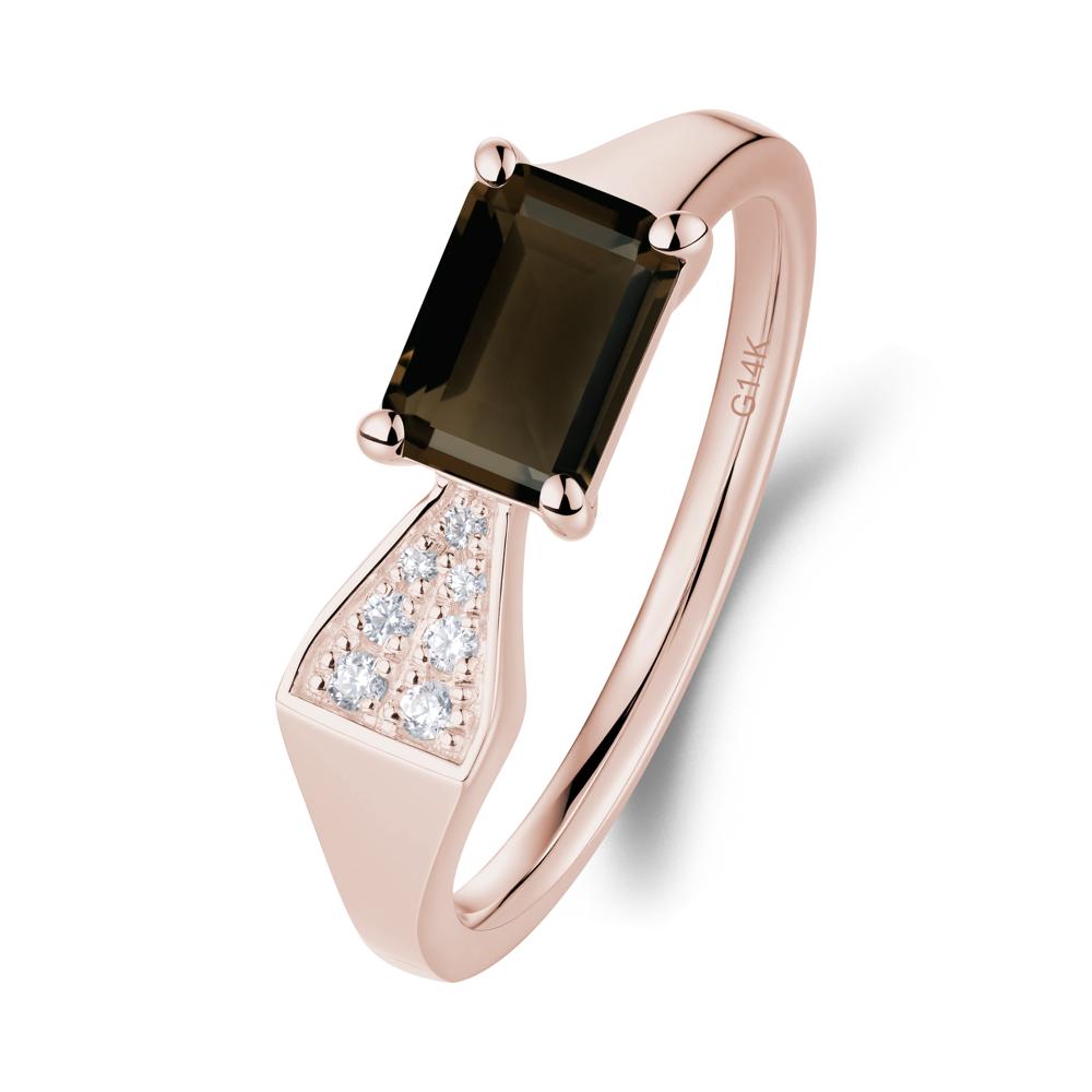 Geometric Emerald Cut Smoky Quartz Ring - LUO Jewelry #metal_14k rose gold